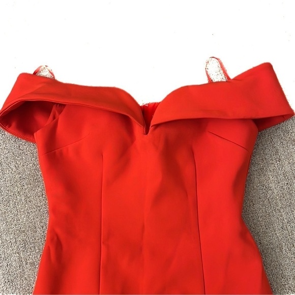 Aijek Red GODIVA SWEETHEART Off the shoulder LACE MAXI DRESS sz 2 - Picture 7 of 8